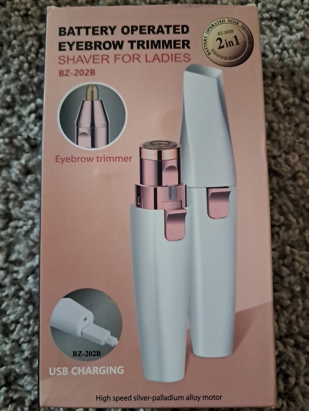 Battery Operated Eyebrow Trimmer Shaver for Ladies - Pink/White
